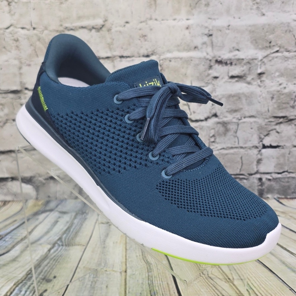 Kizik Lima Sneakers Mens 9.5 Womens 11 Wide Blue White Hands Free Slip On Shoes